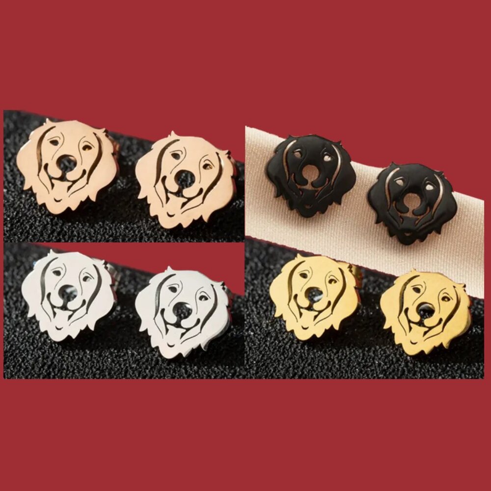 Golden Retriever 'I'm a Good Boy' Stainless Steal Stud Earrings NWT